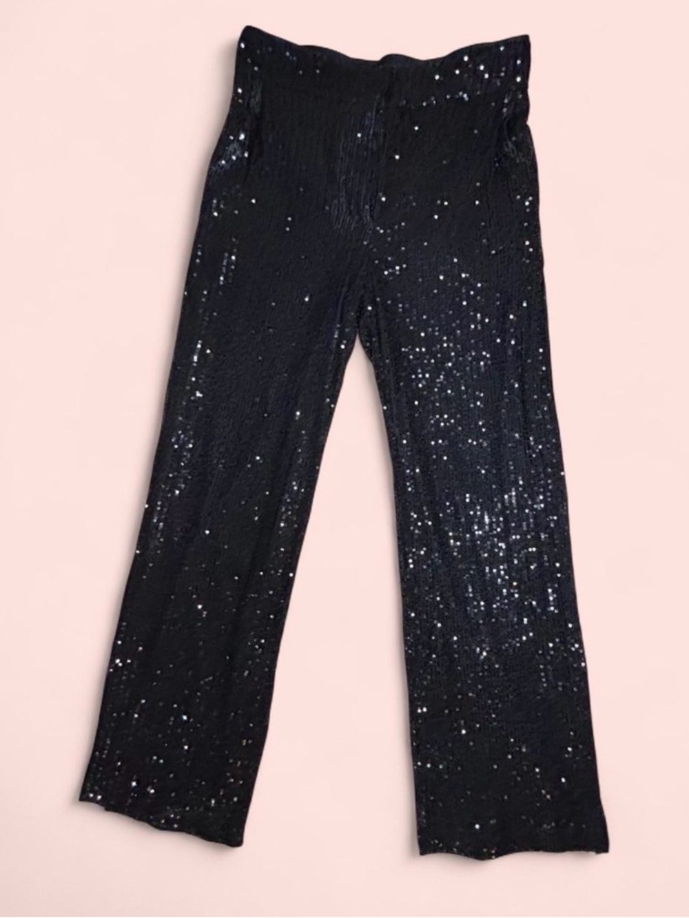 Kids Black Sequin Wide-Leg Pants